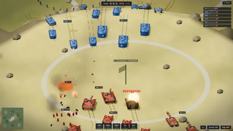 Karst platoons crest the rim of a highland mesa onto enemy guns.